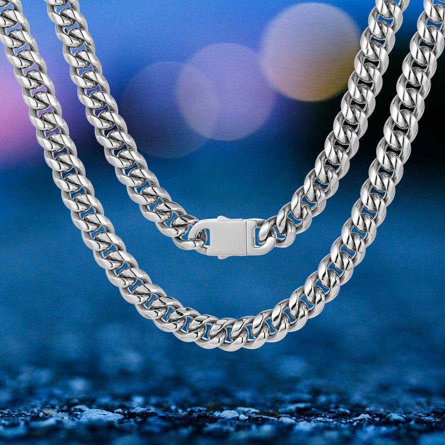 Silver High Polish Stainless Steel Link Chain for Men Necklaces Jewelry- CH004