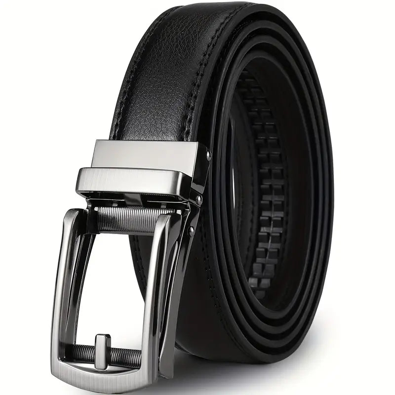 New High-End Leather Belt – Two-Layer Cowhide with Automatic Buckle- B012