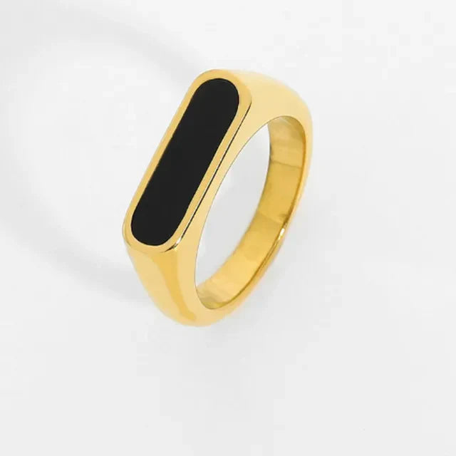 Vintage Pearl or Onyx Gold Ring – Elegant 18K Gold-Plated Unisex Jewelry