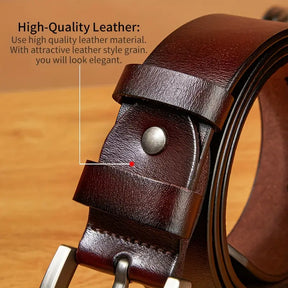 Classic Leather Belt – Premium Cowhide Business Belt with Durable Buckle- B009