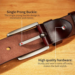 Classic Leather Belt – Premium Cowhide Business Belt with Durable Buckle- B009