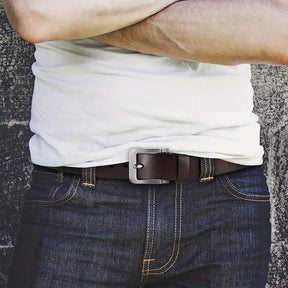 Classic Leather Belt – Premium Cowhide Business Belt with Durable Buckle- B009