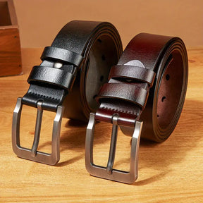 Classic Leather Belt – Premium Cowhide Business Belt with Durable Buckle- B009