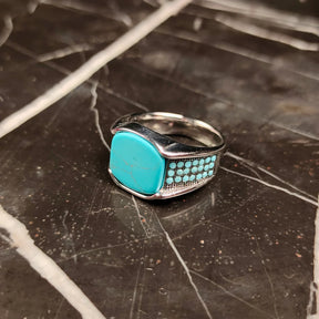 Blue Feroza Turquoise Ring -925 Silver