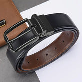 Men’s Reversible PU Leather Belt – Double-Sided Wear, Rotatable Pin Buckle- B003