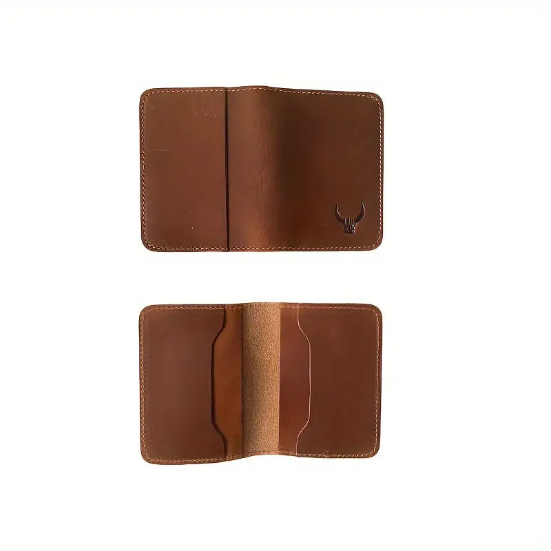 Men’s Top-Layer Cowhide Leather Card Holder – Ultra-Thin, Compact Design- W006