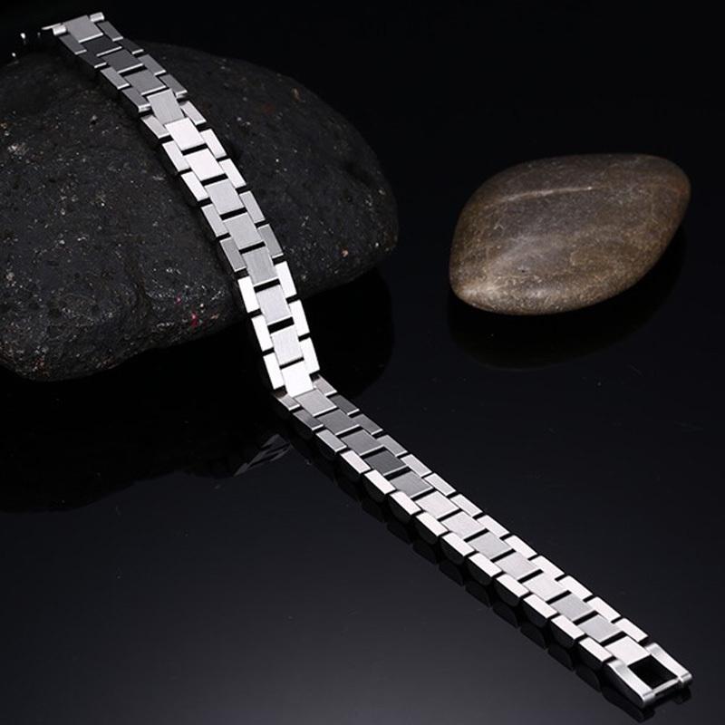 Watchband-Style Solid Stainless Steel Bracelet for Men – Durable Link Chain Jewelry- BR008