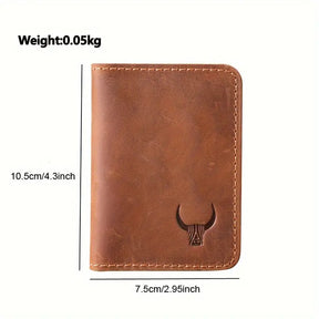 Men’s Top-Layer Cowhide Leather Card Holder – Ultra-Thin, Compact Design- W006