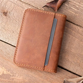 Men’s Top-Layer Cowhide Leather Card Holder – Ultra-Thin, Compact Design- W006