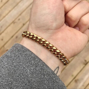 High-Quality Stainless Steel Cuban Link Bracelet for Men – Punk Curb Chain Wrist Jewelry Gift- BR003