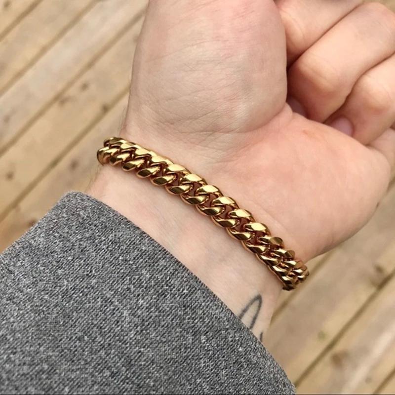 High-Quality Stainless Steel Cuban Link Bracelet for Men – Punk Curb Chain Wrist Jewelry Gift- BR003