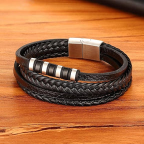 Premium Genuine Leather Braided Bracelet for Men – Imported Multilayer Handcrafted Wristband- HB001