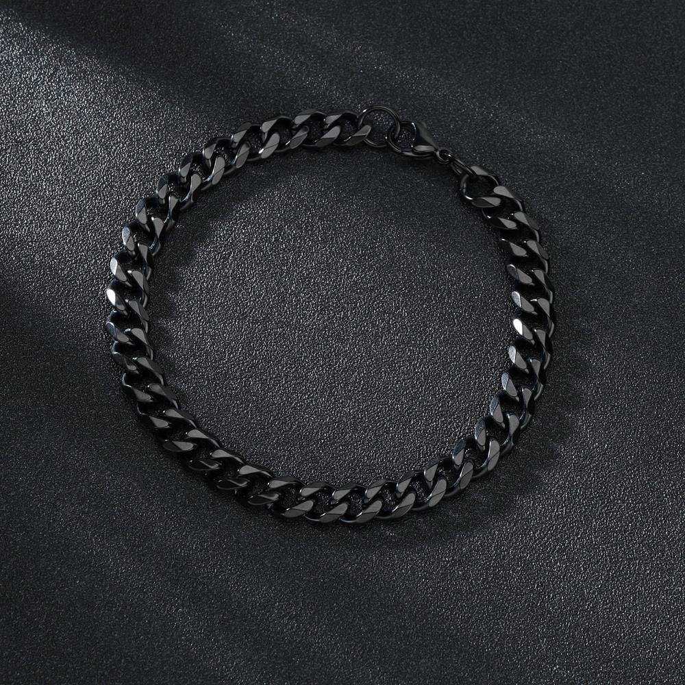 High-Quality Stainless Steel Cuban Link Bracelet for Men – Punk Curb Chain Wrist Jewelry Gift- BR003