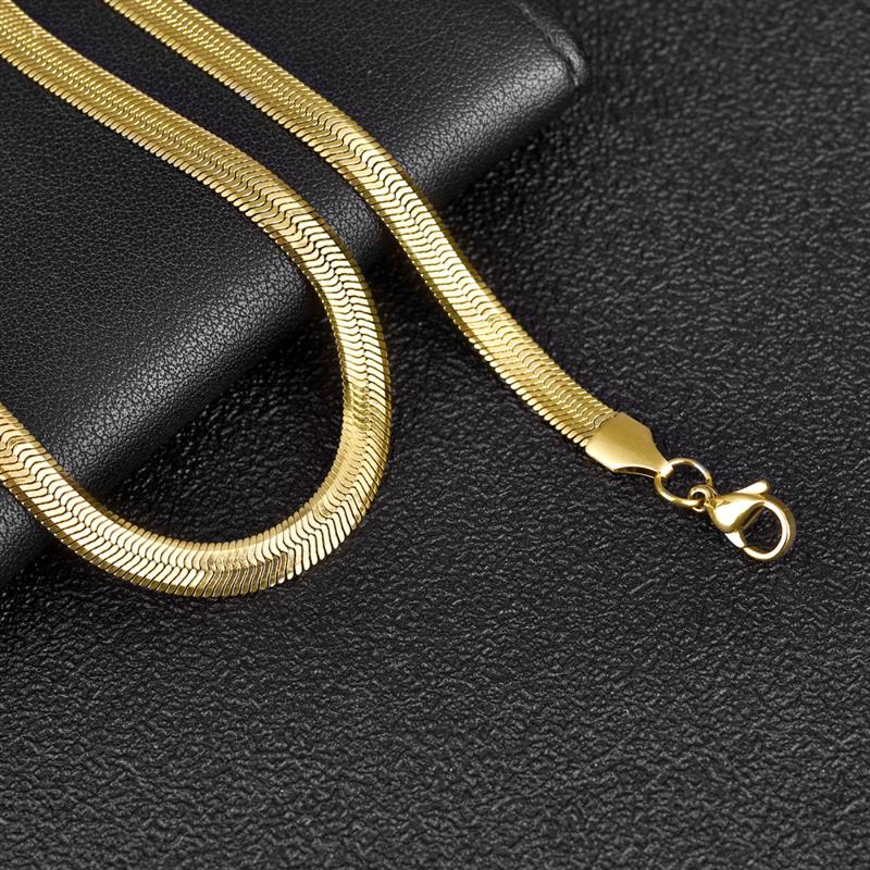 Sleek Stainless Steel Flat Snake Chain Necklace – Waterproof & Stylish- CH009