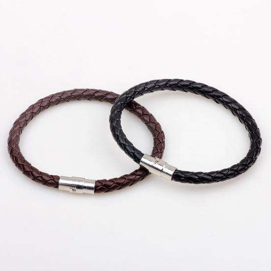 Braided Faux Leather Bracelet for Men – Magnetic Buckle- HB009