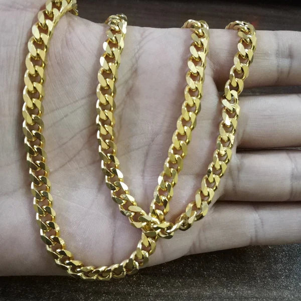 7mm Golden Cuban Neck Chain For Men