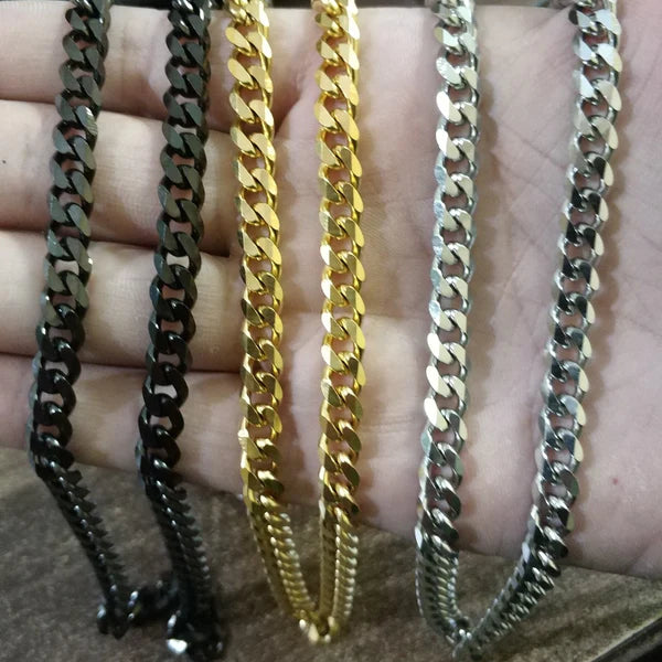 7mm Black Cuban Neck Chain For Men