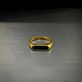 Vintage Pearl or Onyx Gold Ring – Elegant 18K Gold-Plated Unisex Jewelry