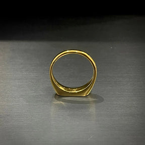 Vintage Pearl or Onyx Gold Ring – Elegant 18K Gold-Plated Unisex Jewelry