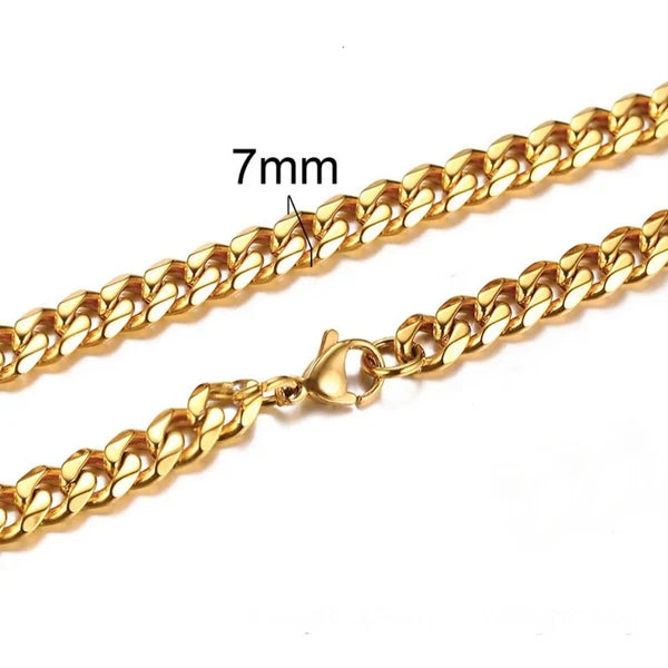 7mm Golden Cuban Neck Chain For Men