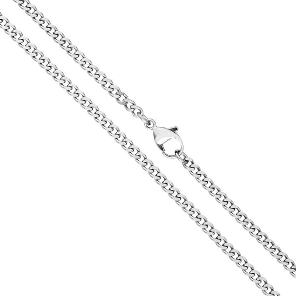 3mm Curb Neck Chain For Men Silver