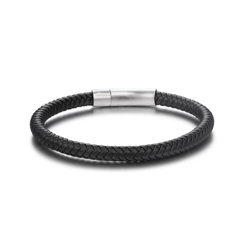 New Black Leather Rope Bracelet for Men – Minimalist & Stylish- HB007