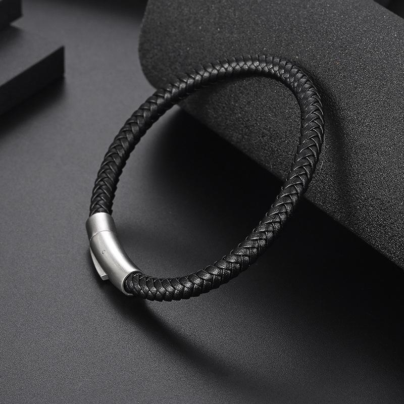 New Black Leather Rope Bracelet for Men – Minimalist & Stylish- HB007