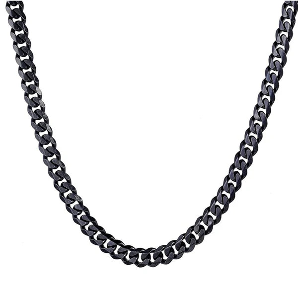 7mm Black Cuban Neck Chain For Men