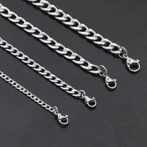 Unisex Cuban Link Chain Necklace – Classic Punk Choker Jewelry in Silver- CH006