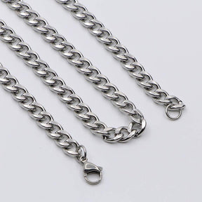 Unisex Cuban Link Chain Necklace – Classic Punk Choker Jewelry in Silver- CH006