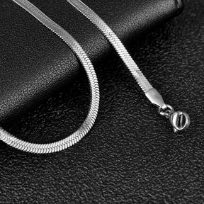 Sleek Stainless Steel Flat Snake Chain Necklace – Waterproof & Stylish- CH009