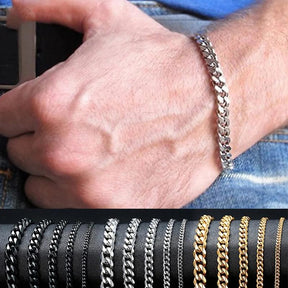 High-Quality Stainless Steel Cuban Link Bracelet for Men – Punk Curb Chain Wrist Jewelry Gift- BR003