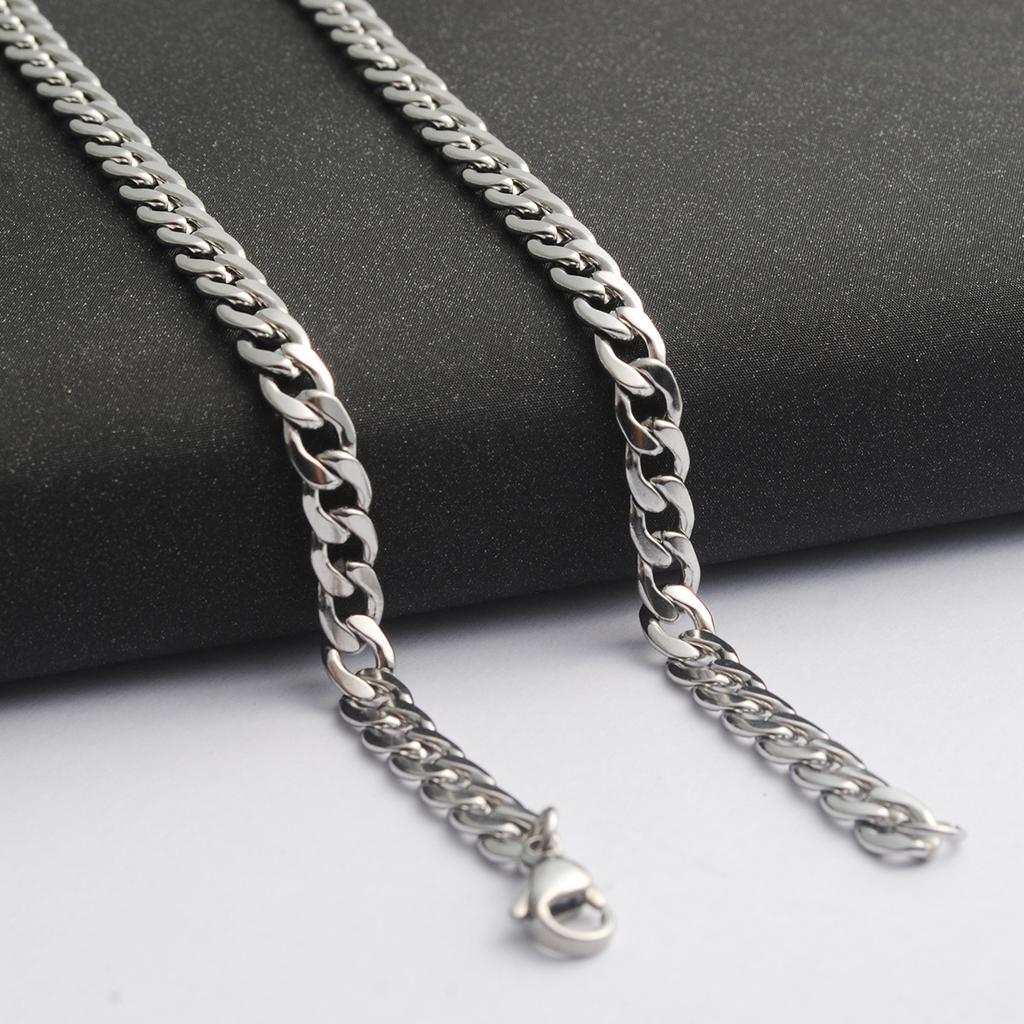 2-10MM Stainless Steel Curb Cuban Chain Necklace – 45-90CM Durable, Never-Fade- CH002