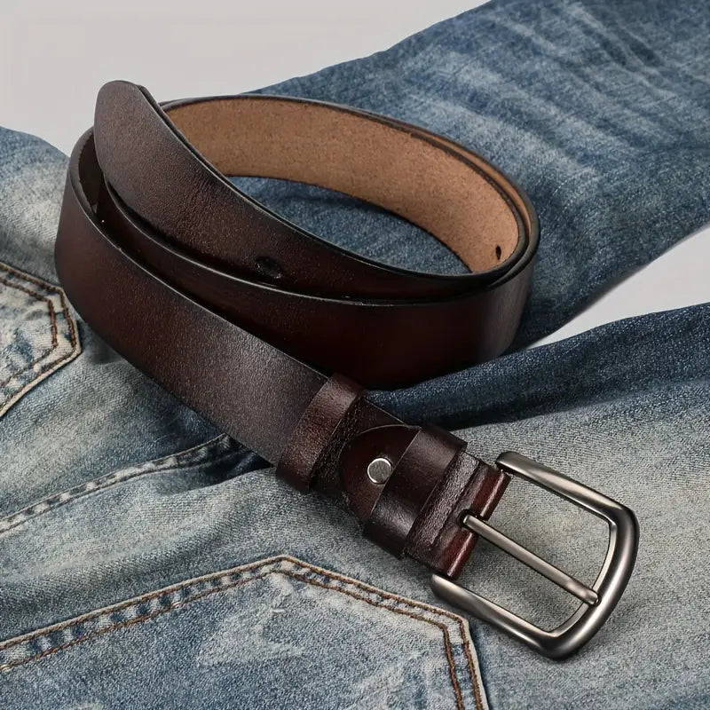 Men’s Handmade Designer Cowhide Leather Belt – High-End Genuine Leather- B002