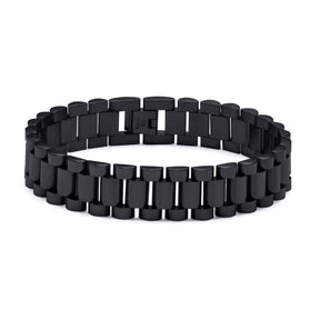 Watchband-Style Solid Stainless Steel Bracelet for Men – Durable Link Chain Jewelry- BR008