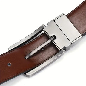 Men’s Reversible PU Leather Belt – Double-Sided Wear, Rotatable Pin Buckle- B003