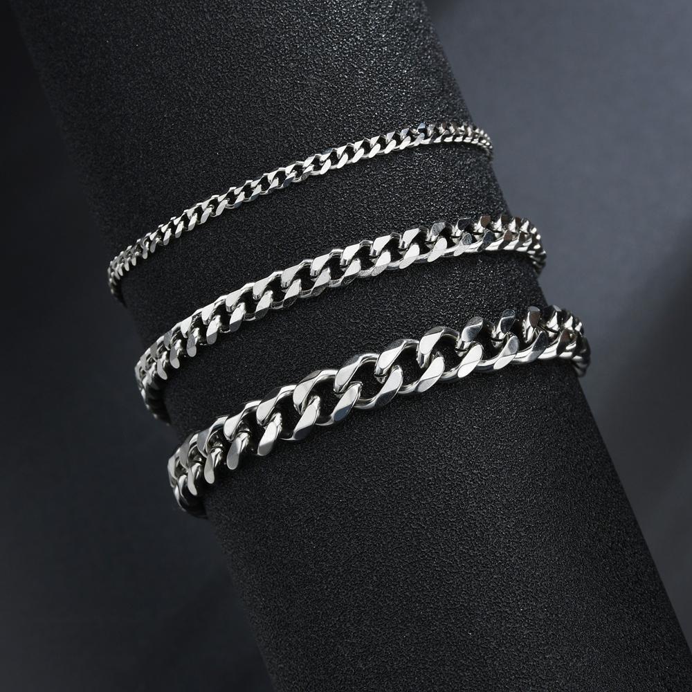 High-Quality Stainless Steel Cuban Link Bracelet for Men – Punk Curb Chain Wrist Jewelry Gift- BR003