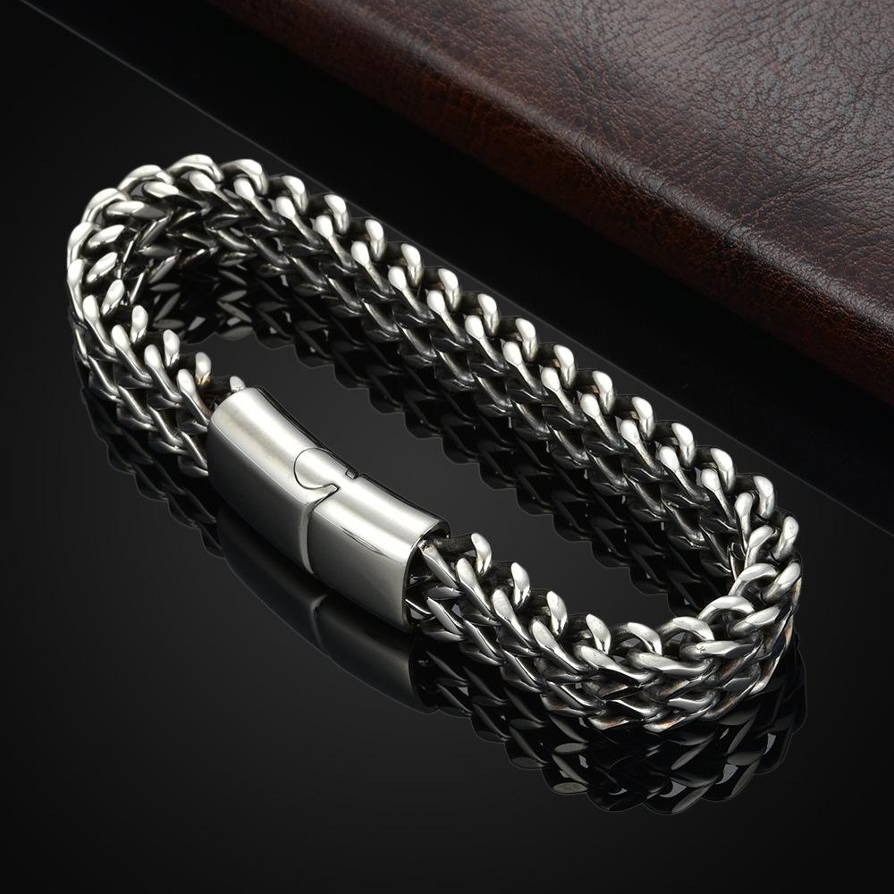 Titanium Steel Snake Chain Bracelet for Men – Magnetic Buckle, Fashion Jewelry- BR002