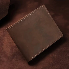 Vintage-Inspired Men’s Crazy Horse Leather Wallet – Vertical Design- W003