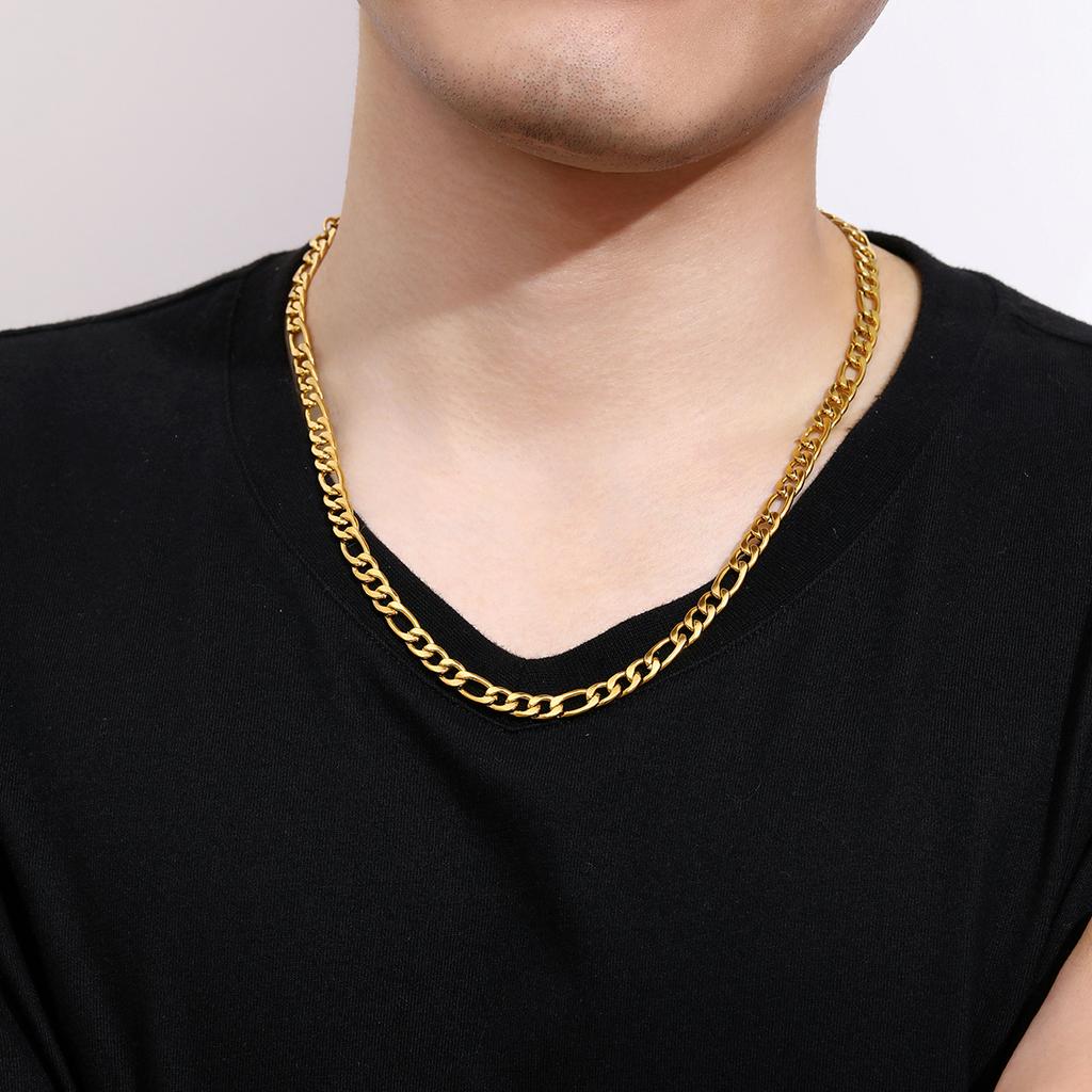 Luxury Gold-Plated Stainless Steel Chain Necklace – Stylish & Durable Jewelry for Men- CH008