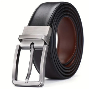 Men’s Reversible PU Leather Belt – Double-Sided Wear, Rotatable Pin Buckle- B003