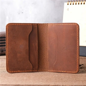 Men’s Top-Layer Cowhide Leather Card Holder – Ultra-Thin, Compact Design- W006