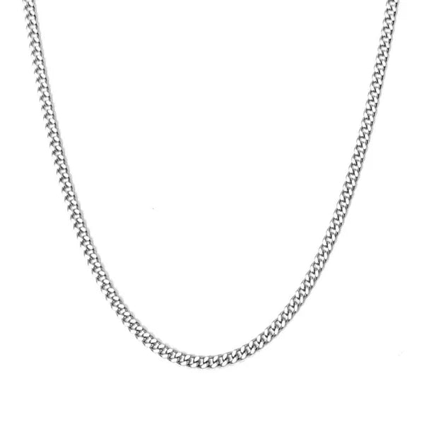 3mm Curb Neck Chain For Men Silver