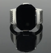 Sterling Silver Black Onyx Elegant & Plain Men's Ring