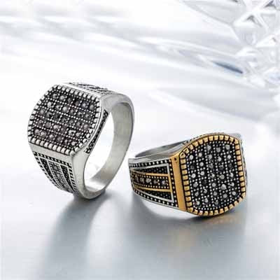 Turkish Cubic Zirconia Italian Silver Ring for Men