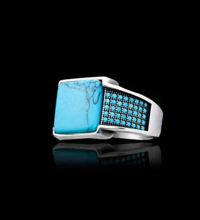 Blue Feroza Turquoise Ring -925 Silver